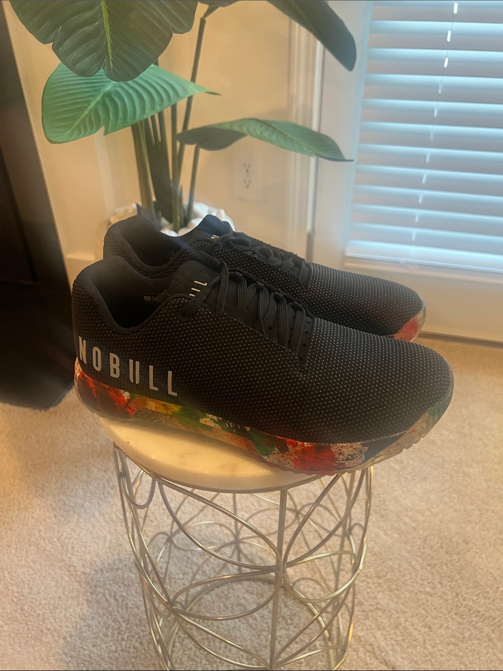 NOBULL Black Trainer with Multicolor Paint-Effect Sole